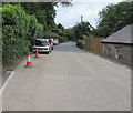 Riverbank part of the A475, Adpar, Ceredigion