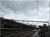 ST3088 : Power lines over Newport railway station by Jaggery
