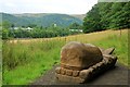 Wooden whale sculpture