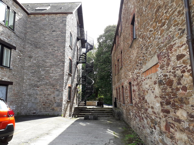 Spiral stairs from converted warehouse, Totnes
