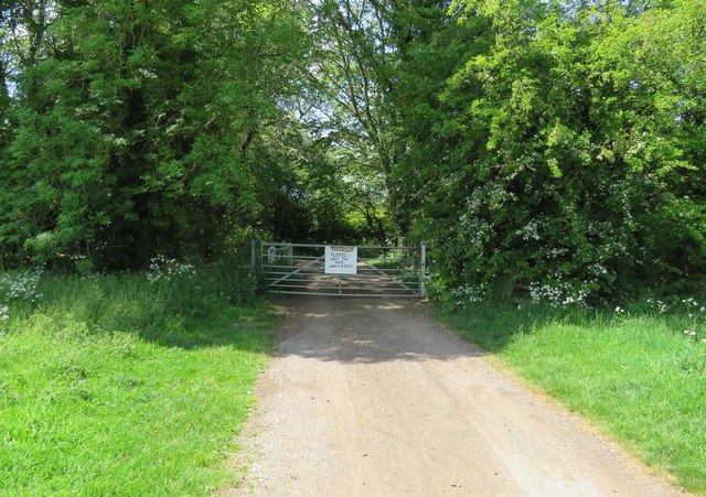 Skeffington Road into the woods with gate closed