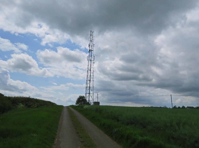 West radio mast on Skeffington Glebe Road from north