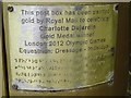 Plaque on Gold postbox