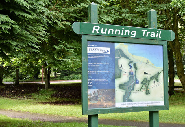 Running trail information sign, Crawfordsburn Country Park (August 2019)
