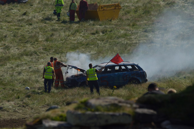 Car on Fire at the Golspie Banger Derby, Sutherland