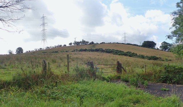 The North-South Interconnector running along the summit of a drumlin South of Iveagh Terrace