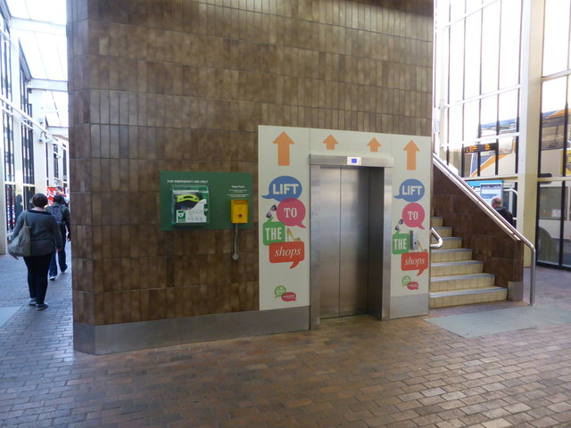 Lift in Peterborough Bus Station, Queensgate