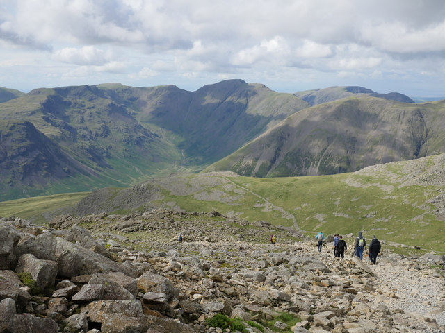 Heading down to Lingmell Col