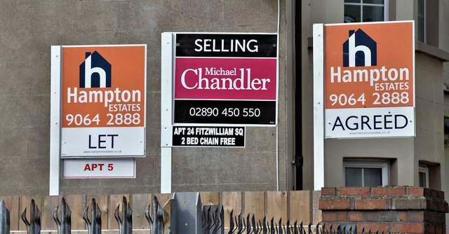 Estate agents' signs, Belfast BT7