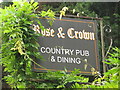 Sign for The Rose & Crown, Harefield Road