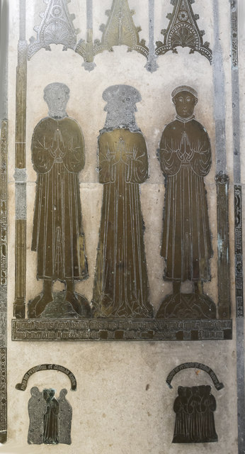 Brass of Agnes and two husbands, Ss Peter & Paul church, Northleach