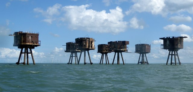 Red Sands Maunsell Fort - General view of all seven towers