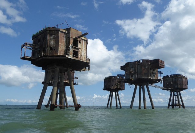 Red Sands Maunsell Fort - Control and four Gunnery Towers