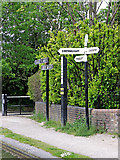 SK2002 : Towpath and signposts at Fazeley Junction in Staffordshire by Roger  D Kidd