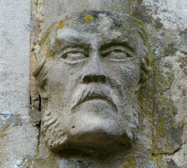 Stone head at the Church of St John the Baptist