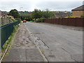 Road between railings and fences, Cefn Hengoed