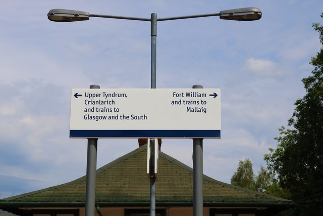 Sign on platform at Rannoch Station