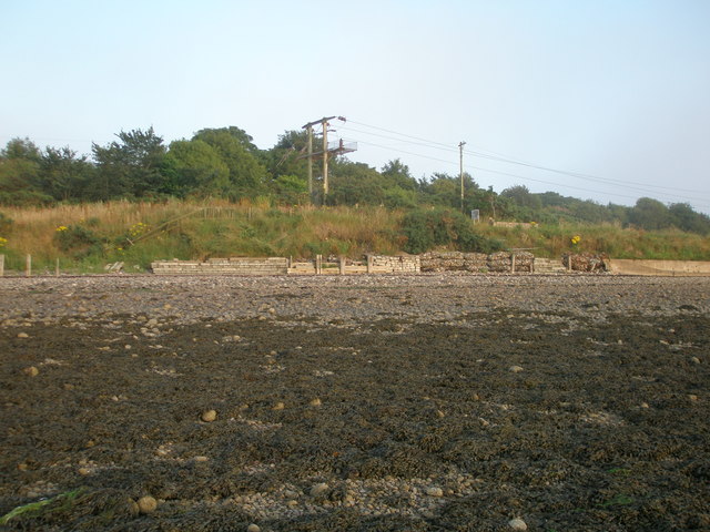 A line of sea defences on the coast of Rossie Island
