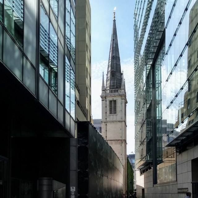 The Spire of St Margaret Pattens from Plantation Place