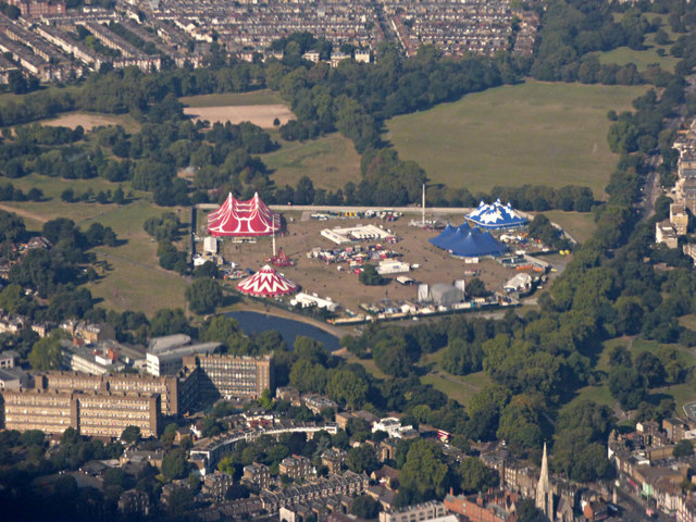 Clapham Common circus from the air