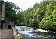 NS8842 : New Lanark Mills - Falls of Clyde past the Retort House by Rob Farrow