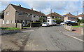 Houses at a bend in Heol Sant Bridget, St Brides Major