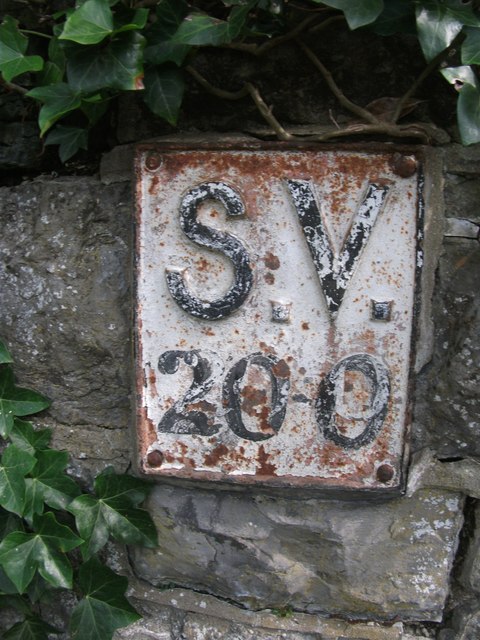 Old sluice valve marker on Holyhead Road, Bangor