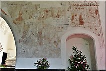 SU6458 : Bramley, St. James Church: South wall c13th wall paintings by Michael Garlick