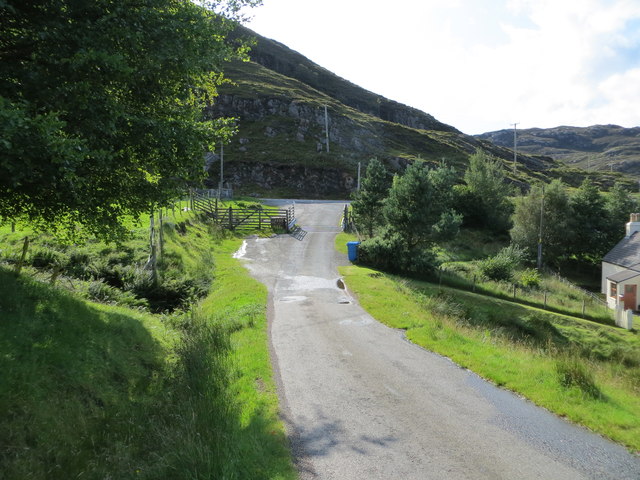 Minor road from Ardheslaig approaching its junction with the C1091 coastal road