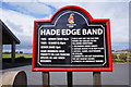 Notice board at Hade Edge Band Building