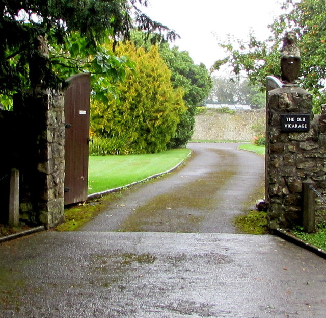 Stone lions at the entrance to The Old Vicarage, St Donats