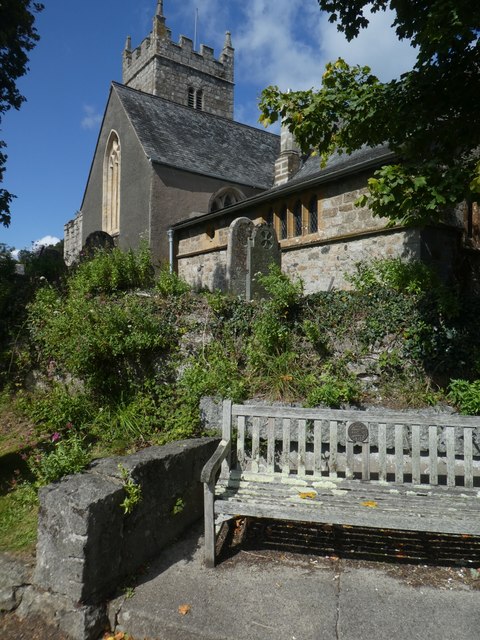 Bench beside Lustleigh churchyard