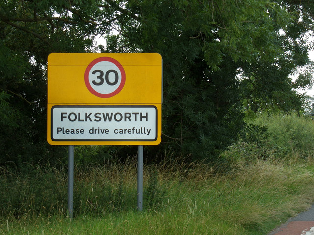 Folksworth Village Name sign on Morborne Road
