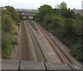 Vale of Glamorgan railway line between two road bridges, Barry