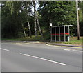 TrawsCymru bus stop and shelter alongside the A483, Llanbister