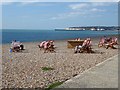 Deckchairs on the beach at Seaford