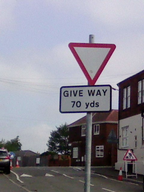 UK Distance to Give Way Ahead Sign UK Distance to Give Way Ahead Sign