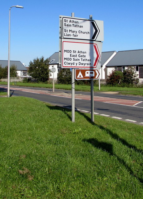 Direction signs alongside the B4265 near St Athan