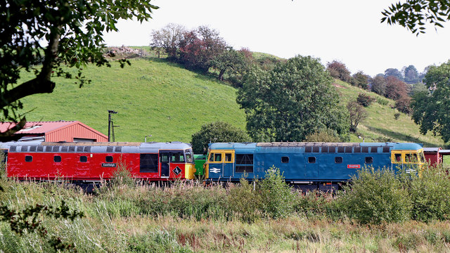 Old diesel locomotives near Cheddleton in Staffordshire