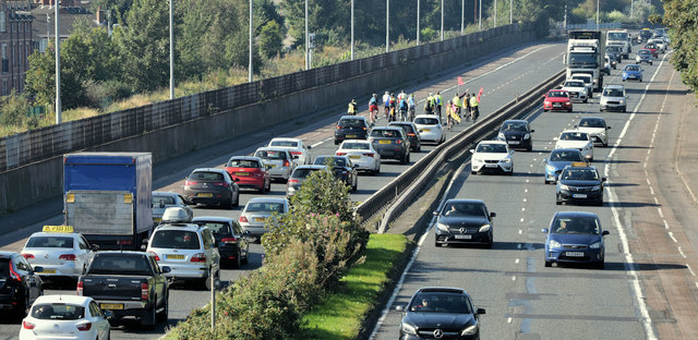 Cyclists, Sydenham bypass, Belfast (September 2019)