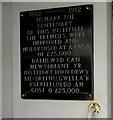 Centenary plaque on the wall of the  Literary Institute, Aberdovey