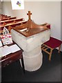 SM9909 : St Jerome, Llangwm: font by Basher Eyre
