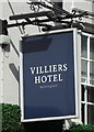 Sign for the Villiers Hotel, Buckingham