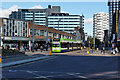 Tram waiting to cross Wellesley Road, Croydon