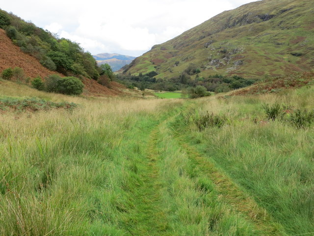 Grass track on Ardsheal Hill descending towards Lagnaha