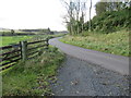 Track junction with public road near Hobkirk in the Scottish Borders