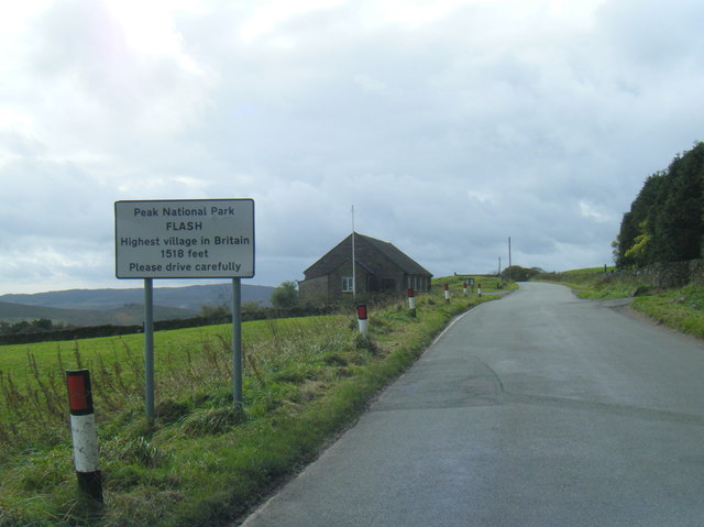 Flash village boundary sign. The highest village in England