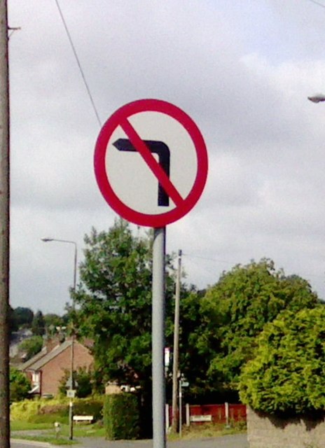 UK No Turn Left Sign