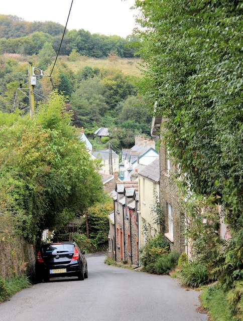Looking down Parracombe Lane towards the village