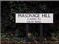 Parsonage Hill sign